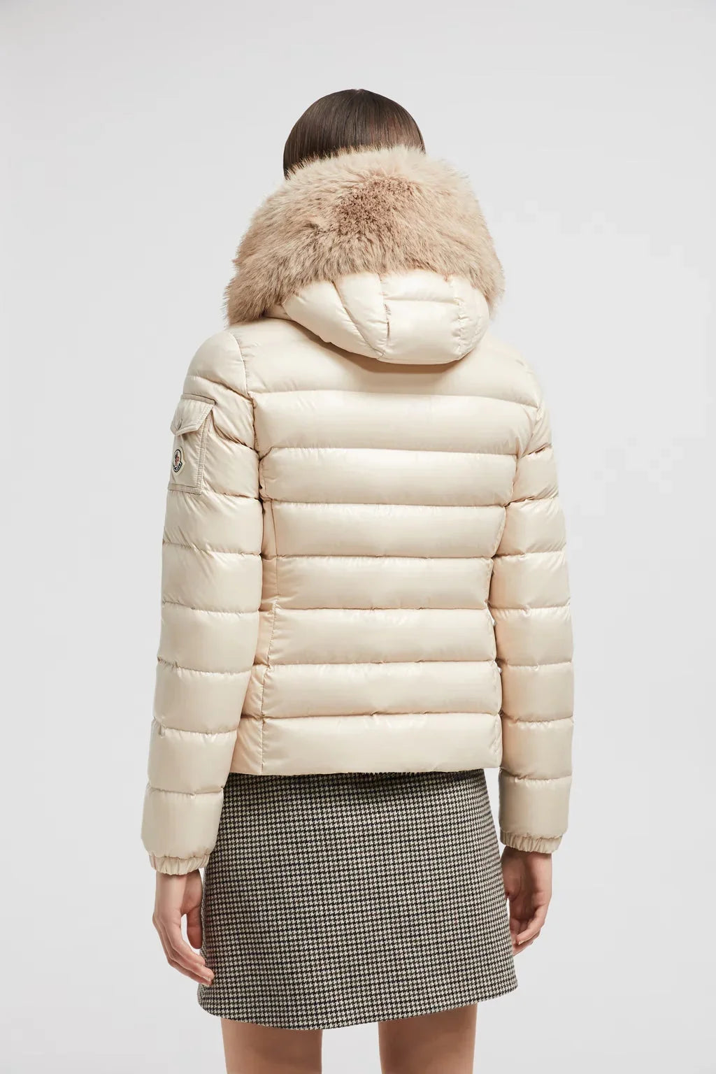 Doudoune courte à capuche Moncler Badyf Beige clair
