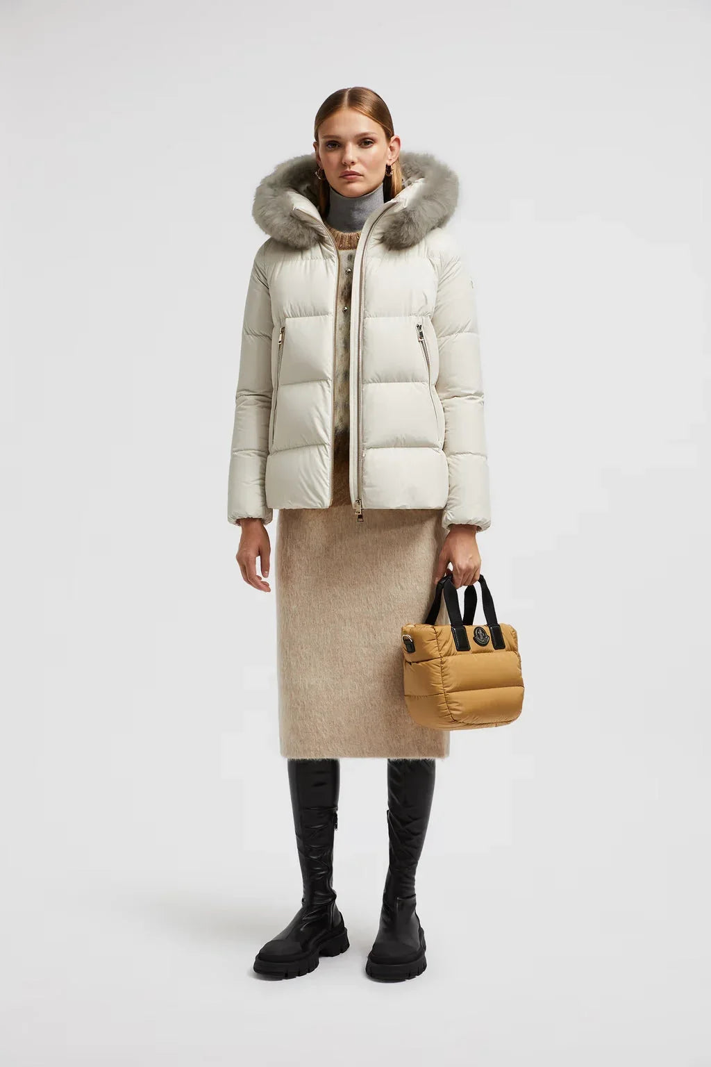 Doudoune courte à capuche Laichefur Moncler Blanc