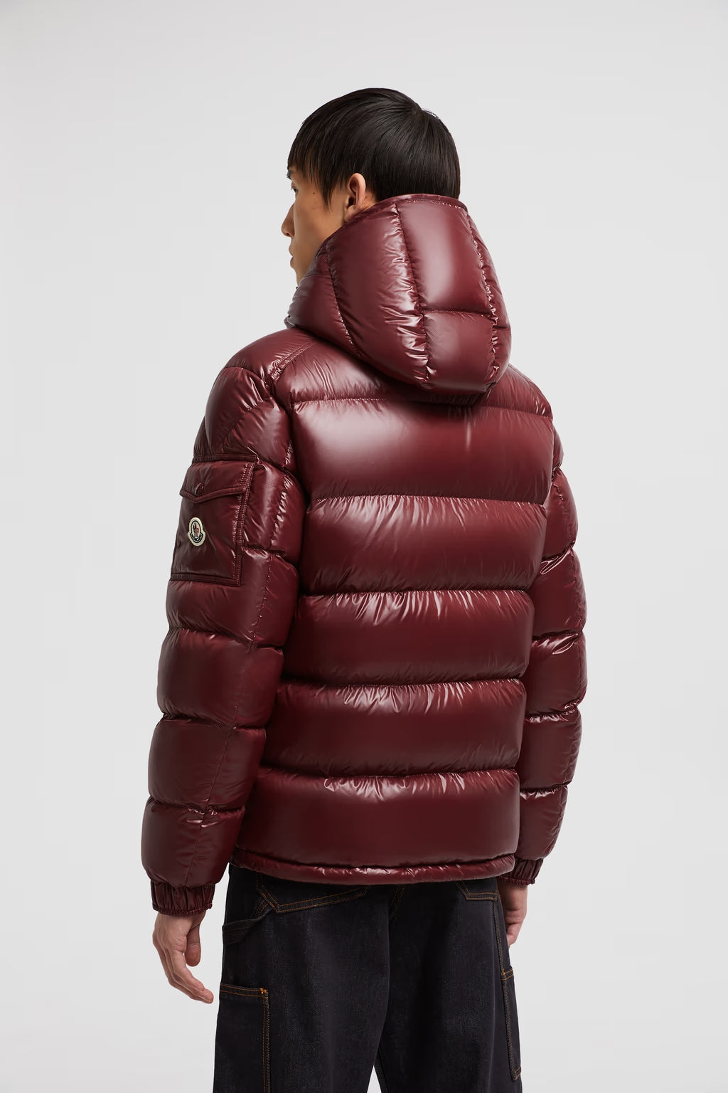 Doudoune courte à capuche Moncler Maya Bordeaux
